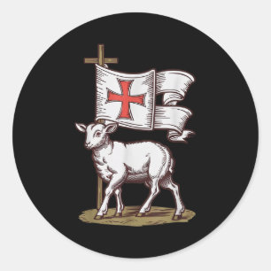 Lamm Gottes Christliches Symbol Des Glaubens Sieg Runder Aufkleber