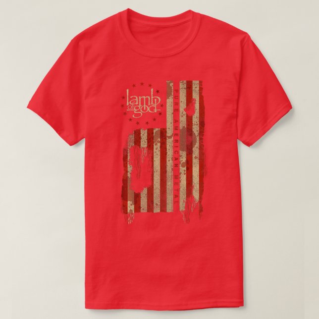 Lamm Gottes Reines amerikanisches Metallflagge Lan T-Shirt (Design vorne)