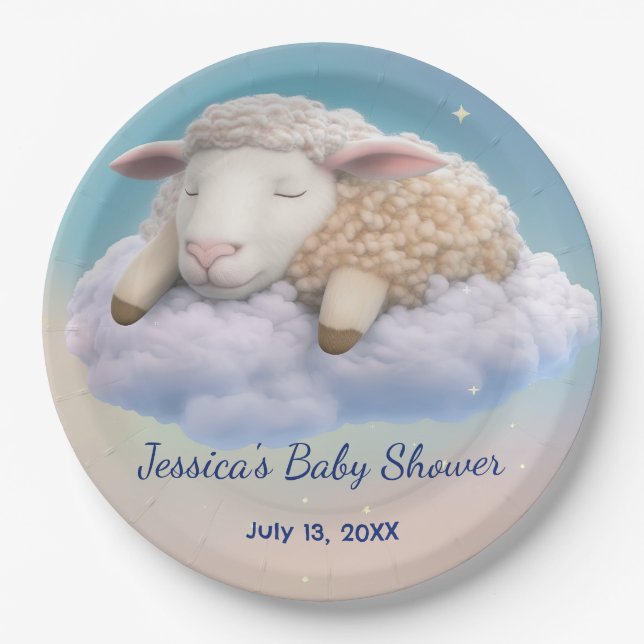 Lamm in der Wolkendusche Pappteller (Vorderseite)