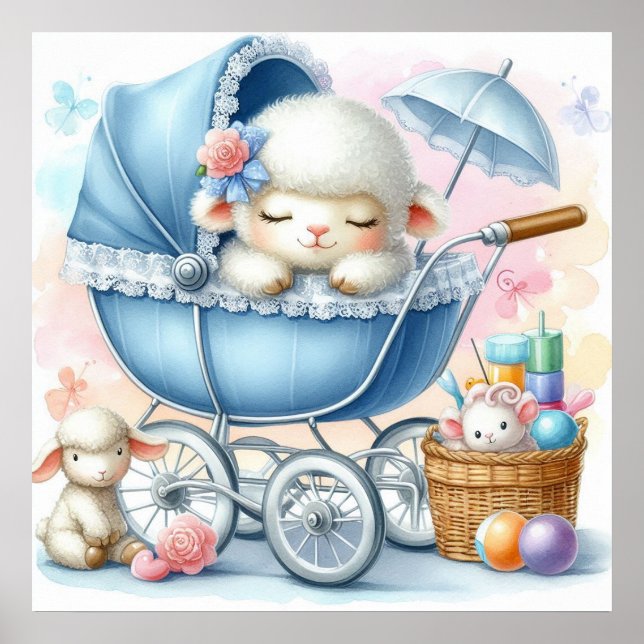 Lamm in einem Baby Carriage Boy Poster (Vorne)