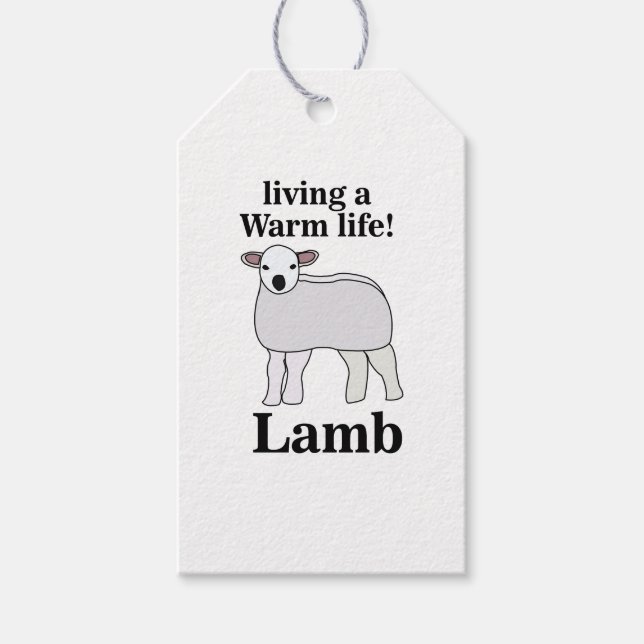 Lamm lebt ein warmes Leben Geschenkanhänger (Vorderseite)