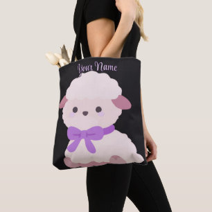 Lamm Lila Schleife Cute Kawaii Individuelle Schwar Tasche