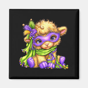Lamm Mardi Gras Nola Maske Perlen Süße Schafe Jung Magnet
