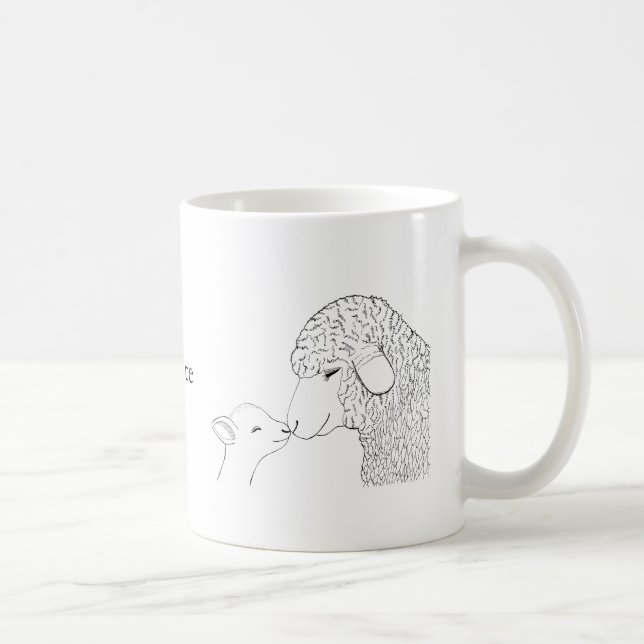 Lamm Niedlich Seep Mama Baby Tasse Custom Art Tass (Rechts)
