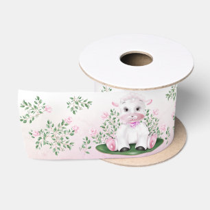 Lamm Pink Rose Floral Satinband
