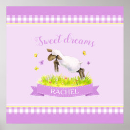 Lamm überspringen niedliches whimsy individuelle N Poster