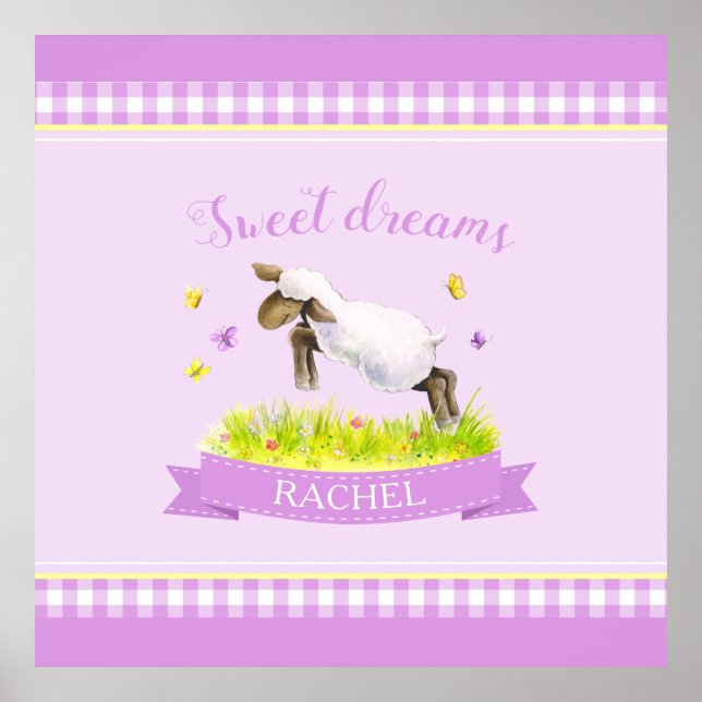 Lamm überspringen niedliches whimsy individuelle N Poster (Vorne)