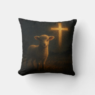 Lamm und Cross Christlich Night Art Druckkissen Kissen