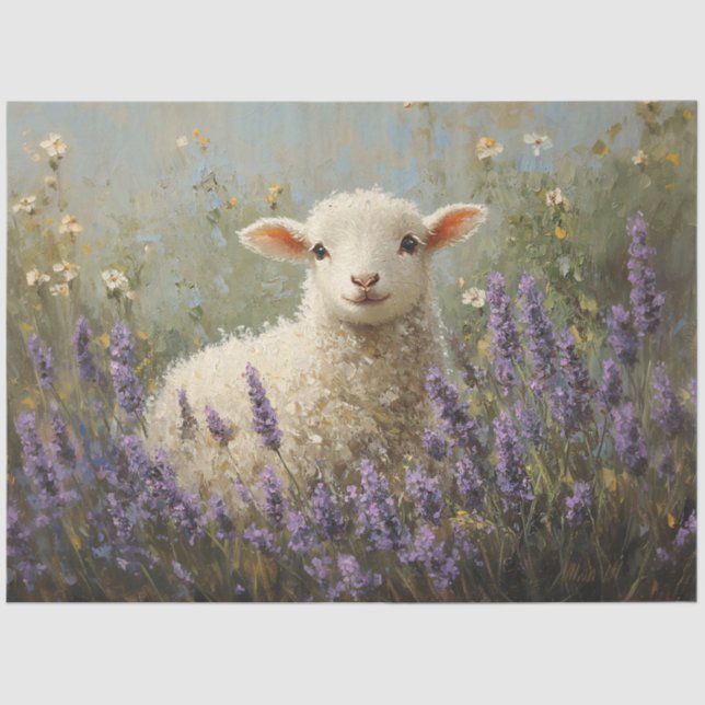 Lamm- und Lavendermalerei Seidenpapier (Vorderseite)