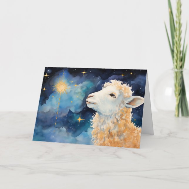 Lamm und Star Christmas Card Karte (Vorderseite)