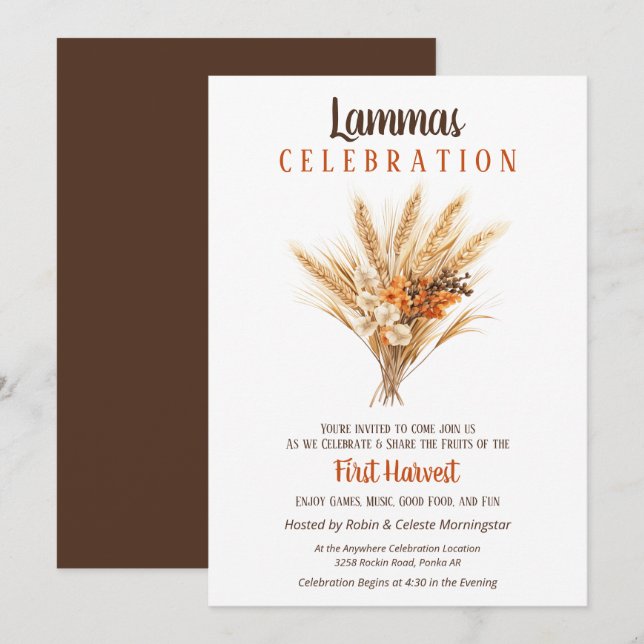Lammas Pagan Fall Harvest Wheat Bouquet Einladung (Vorne/Hinten)