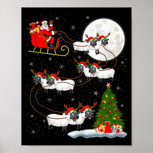 Lämmer Schafe Santa Schlitten Fliegend Lustig Magi Poster