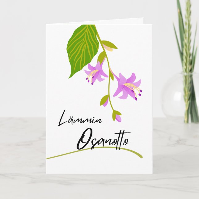 Lämmin osanotto Beileid auf Finnisch mit Hostas Karte (Vorderseite)