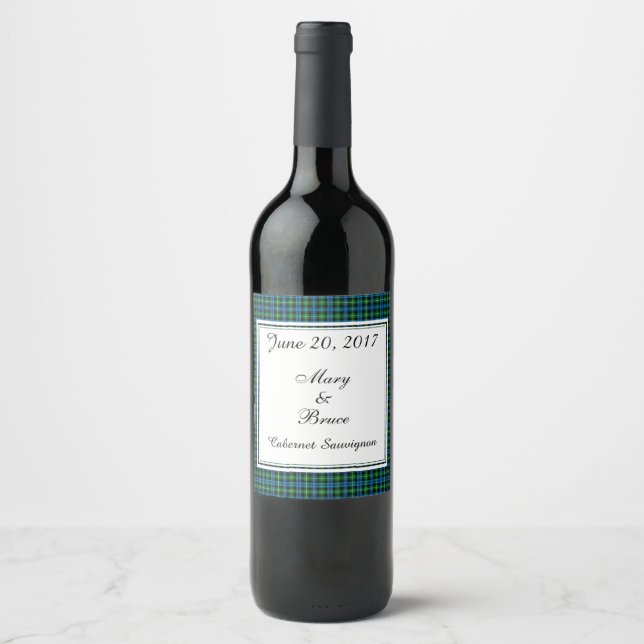 Lamont Scottish Wedding Wine Label Weinetikett (Vorderseite)