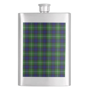 Lamont-Tartan blau grün kariert Flachmann