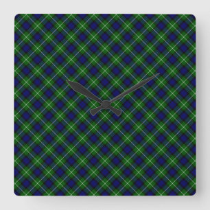Lamont tartan blue green plaid quadratische wanduhr