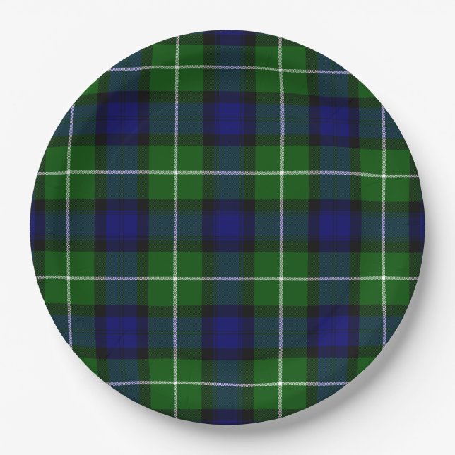 Lamont tartan blue kariert pappteller (Vorderseite)