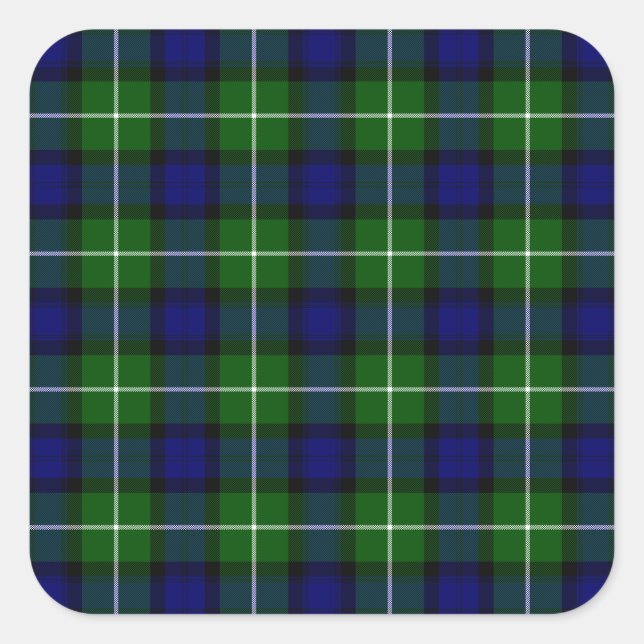 Lamont tartan blue kariert quadratischer aufkleber (Vorderseite)