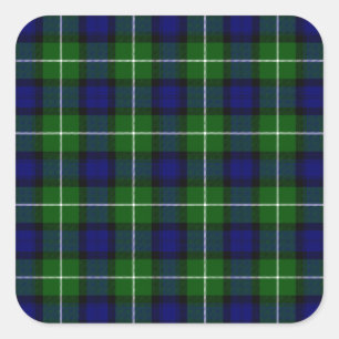 Lamont tartan blue kariert quadratischer aufkleber