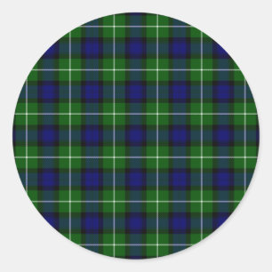 Lamont tartan blue kariert runder aufkleber