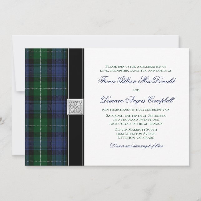 Lamont Tartan Scottish Celtic Wedding Einladung (Vorderseite)