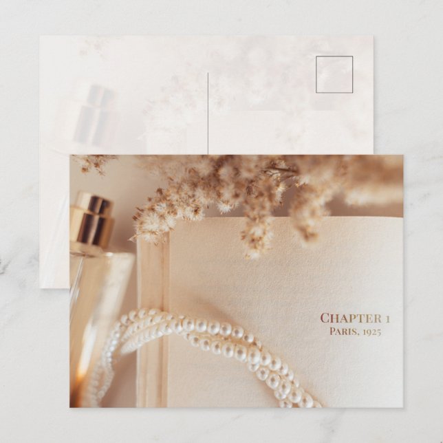 lamorous Vintage Literary Flat Lay Art Postkarte (Vorne/Hinten)