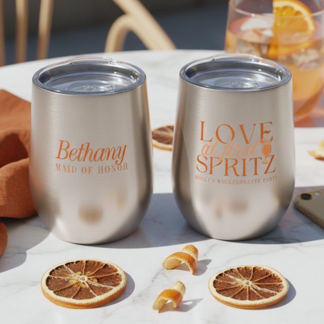 L'amour au premier Spritz Enterrement de vie de je (Love at First Spritz Bachelorette Thermal Wine Tumbler)