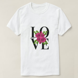 L'AMOUR avec T-shirt rose foncé Roses