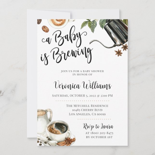 L'amour brasse le Baby shower de café Invitation (Devant)