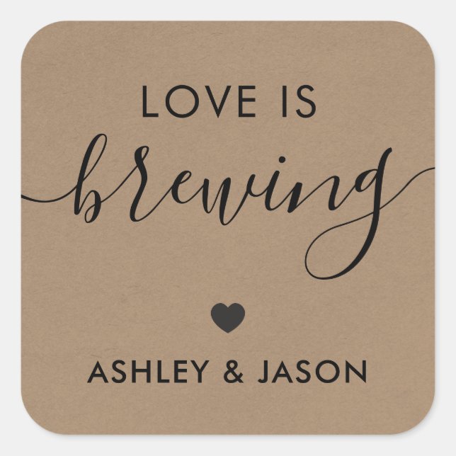 L'amour brasse, Sticker café, Mariage, Kraft (Devant)