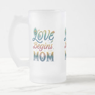 L'amour commence avec maman" Mug en verre dépoli -
