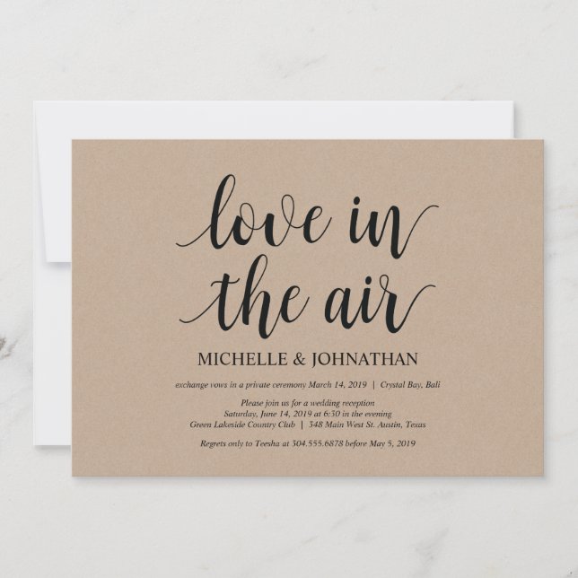 L'amour dans l'air, invitations pour mariage en fu (Devant)