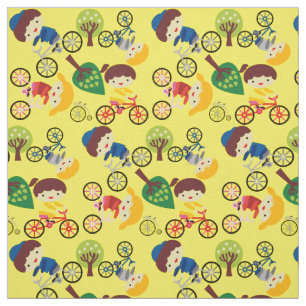 L'amour d'enfants va à vélo le tissu