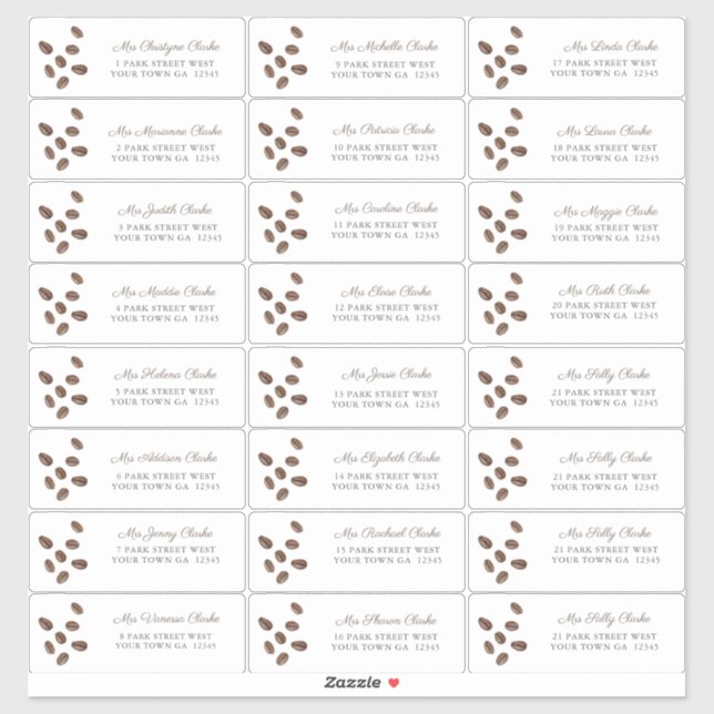 L'Amour Du Café Brûle Douche Étiquettes de adresse (Feuille)