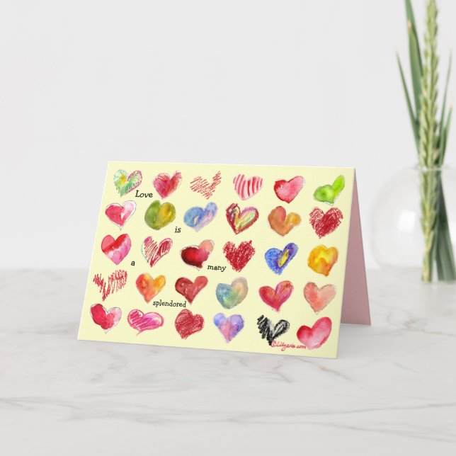L'amour est… Carte de coeurs de Valentine (Devant)