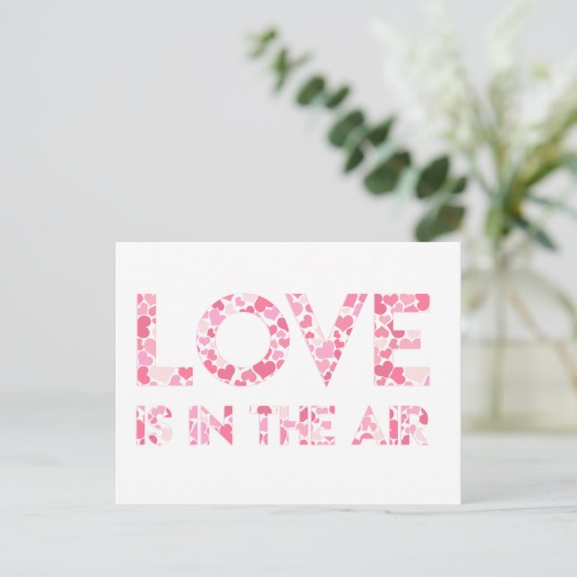 L'AMOUR EST DANS L'AIR - Pink Hearts Motif Carte p (Debout devant)