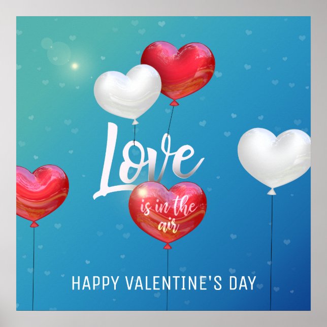 L'Amour Est Dans L'Air Valentine Balloons Affiche (Devant)