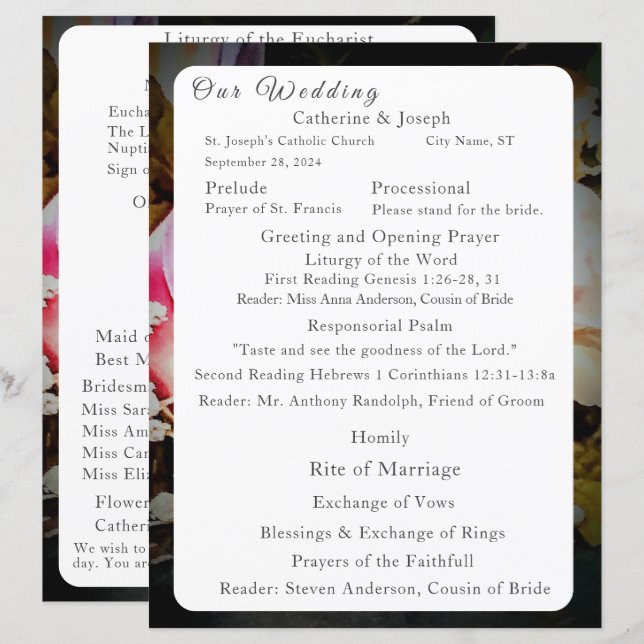 L'amour est dans le programme de mariage nuptial e (Devant / Derrière)