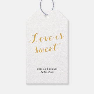 L'amour est doux Étiquette de cadeau de mariage Or