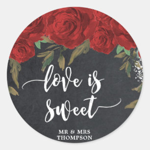 l'amour est doux rouge roses mariage auto-collant