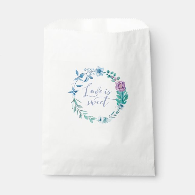 L'amour est Doux violet fleuri Mariage Favor Sacs (Devant)