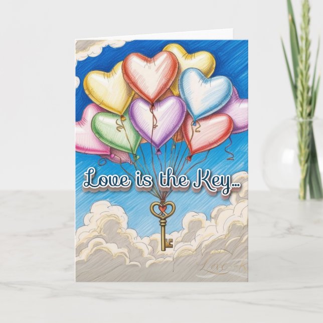 L'amour est la clé du Carte de remerciements plié (Devant)