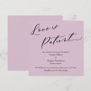 L'amour est le patient Mauve rose reportée carte M