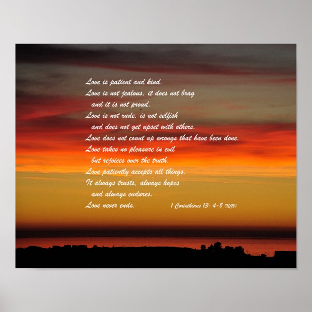L'Amour Est Patient Bible Verse Poster Mur (Devant)