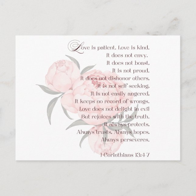 L'amour est patient – Carte de mariage avec écritu (Devant)