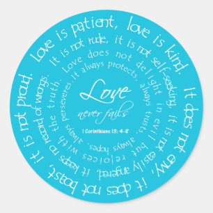 L'amour est Patient Sticker Mariage rond Aqua
