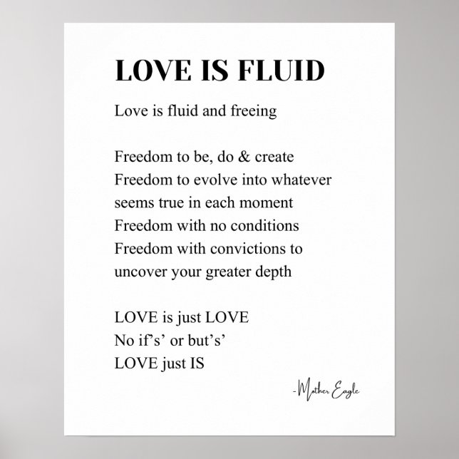 L'amour est poème fluide poésie poster murale (Devant)