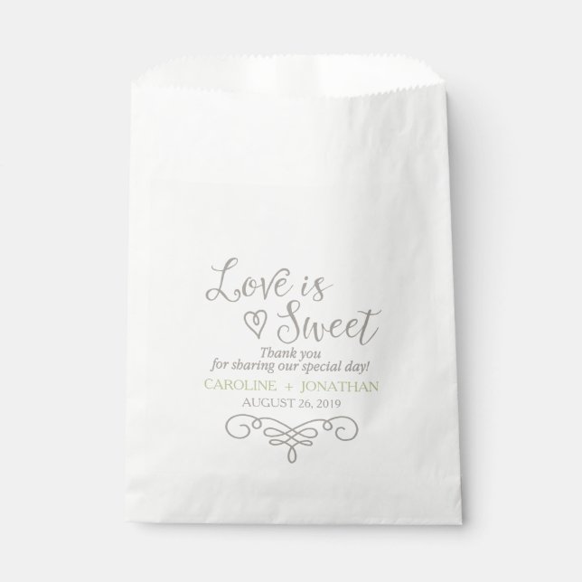 L'amour est sucré sacs de préférence personnalisés (Devant)