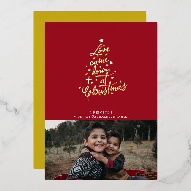 L'amour est tombé Foil Carte de Noël (Recto/Verso)