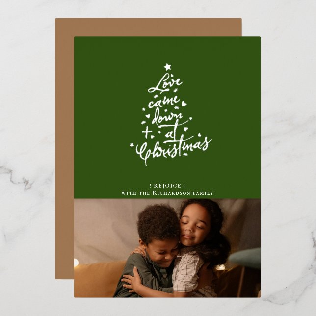 L'amour est tombé Foil Carte de Noël (Recto/Verso)